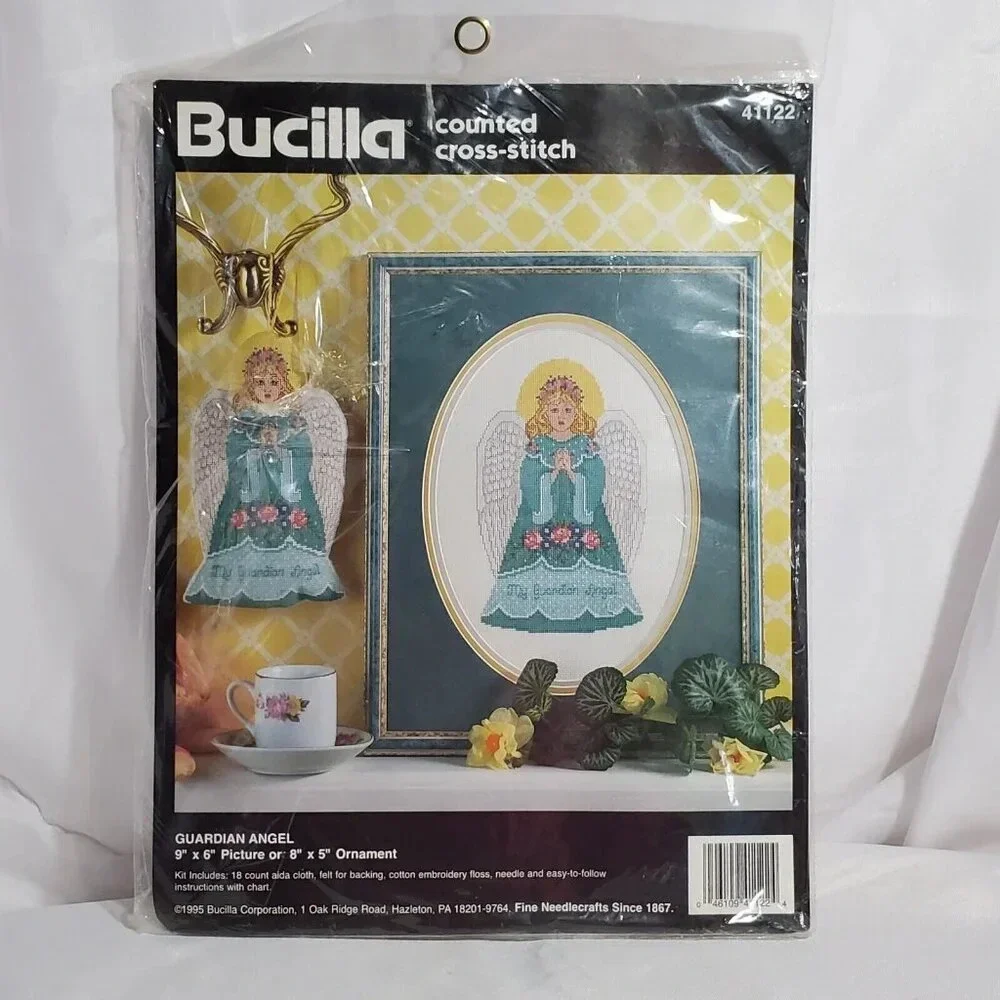 Bucilla Christmas Guardian Angel Counted Cross Stitch Kit Ornament or Picture